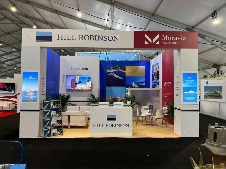 Hill Robinson booth at FLIBS 2022, Fort Lauderdale, FL